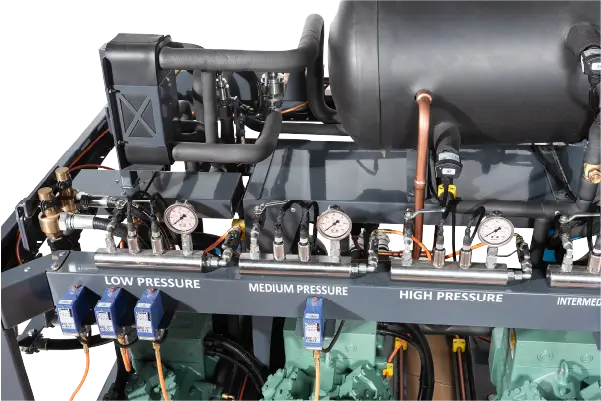 3 bitzer kompresörlü amonyak sistem soğutma cihazları üst görünüm